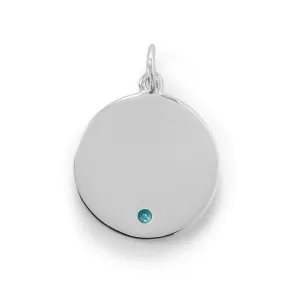 Engravable Rhodium Plated CZ Pendant - December Birthstone